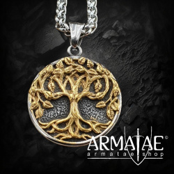 Silber, Goldfarbender Yggdrasil Schmuck Anhänger aus Edelstahl 60 cm auf https://armatae.shop