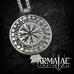 Odins Raben Anhänger verziert mit Vegvisir Edelstahl Halskette - 60 cm auf https://armatae.shop