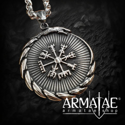 Midgardschlange Halskette mit Vegvisir und Wotansknoten auf https://armatae.shop