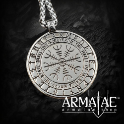 Helm of Awe Anhänger mit Runen, Halskette aus Edelstahl - 60 cm auf https://armatae.shop