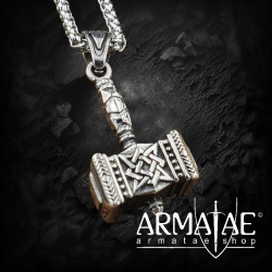 Kriegshammer Anhänger verziert mit Keltischen Knoten Halskette aus Edelstahl - 60 cm auf https://armatae.shop
