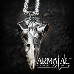 Rabenschädel Schmuck Anhänger "AVA" mit Halskette aus Edelstahl - 60 cm auf https://armatae.shop