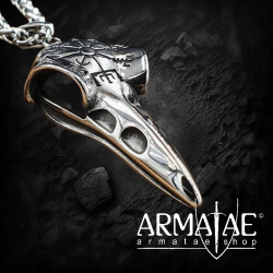 Rabenschädel Schmuck Anhänger "AVA" mit Halskette aus Edelstahl - 60 cm auf https://armatae.shop
