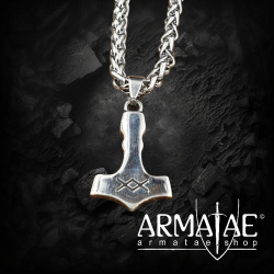 Dezente Damen Edelstahl Halskette Thor's Hammer verziert mit der Midgardschlange und Triquetra - 60 cm auf https://armatae.shop
