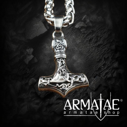 Dezente Damen Edelstahl Halskette Thor's Hammer verziert mit der Midgardschlange und Triquetra - 60 cm auf https://armatae.shop