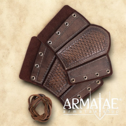 Armschützer geprägt, Leder zweilagig, Dunkelbraun oder Schwarz auf https://armatae.shop - Bild 2