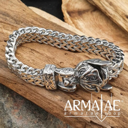 Edelstahl Wikinger Armkette "WINFRIED" mit dem Fenriswolf auf https://armatae.shop - Bild 4
