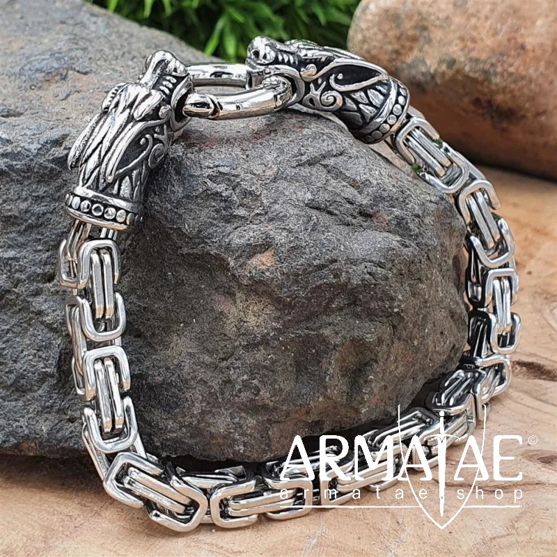 Edelstahl Wikinger Armkette "AldulfR" - Silberfarben auf https://armatae.shop - Bild 1