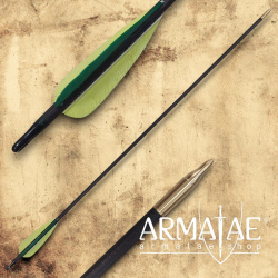 Schwarzer Holzpfeil, Befiederung Grün / Gelb / Gelb auf https://armatae.shop - Bild 1