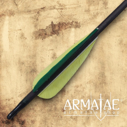 Schwarzer Holzpfeil, Befiederung Grün / Gelb / Gelb auf https://armatae.shop - Bild 2