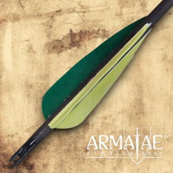 Schwarzer Holzpfeil, Befiederung Grün / Gelb / Gelb auf https://armatae.shop - Bild 3