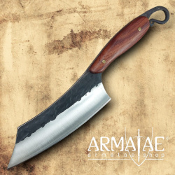 Handgeschmiedetes Kochmesser mit punzierter Lederscheide von https://armatae.shop - Bild 2