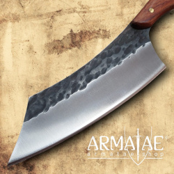 Handgeschmiedetes Kochmesser mit punzierter Lederscheide von https://armatae.shop - Bild 3