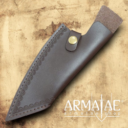 Handgeschmiedetes Kochmesser mit punzierter Lederscheide von https://armatae.shop - Bild 6