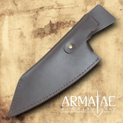 Handgeschmiedetes Kochmesser mit punzierter Lederscheide von https://armatae.shop - Bild 7