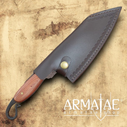 Handgeschmiedetes Kochmesser mit punzierter Lederscheide von https://armatae.shop - Bild 8