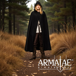 Mittelalter Kapuzenumhang Thorian Wolle Schwarz von Leonardo Carbone - Bild 7