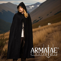 Mittelalter Kapuzenumhang Thorian Wolle Schwarz von Leonardo Carbone - Bild 4