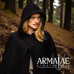 Mittelalter Kapuzenumhang Thorian Wolle Schwarz von Leonardo Carbone - Bild 5