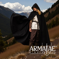 Mittelalter Kapuzenumhang Thorian Wolle Schwarz von Leonardo Carbone - Bild 6