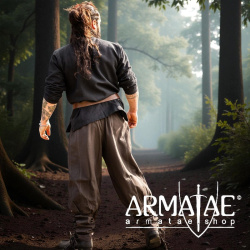 Hose „Tiago“ mit Beinschnürung – Braun | Bequeme Mittelalter-Hose aus Baumwolle auf https://armatae.shop - Bild 1