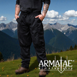 Wikinger-Wollhose „Jorgen“  Schwarz | Robuste Wikingerhose mit Schnürung & Gummizug auf https://armatae.shop - Bild 3