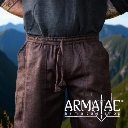 Wikinger-Wollhose „Jorgen“ Braun | Robuste Wikingerhose mit Schnürung & Gummizug auf https://armatae.shop - Bild 4