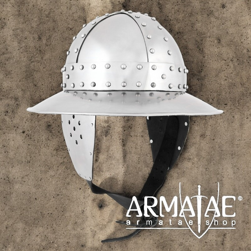 Eisenhut mit Spangen & Wangenklappen – Mittelalterhelm 14. Jahrhundert aus 1,6 mm Stahl auf https://armatae.shop - Bild 1