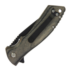 Taschenmesser mit Pakkaholz-Griff – Klappmesser mit schwarzer Edelstahlklinge & Gürtelclip - Bild 5