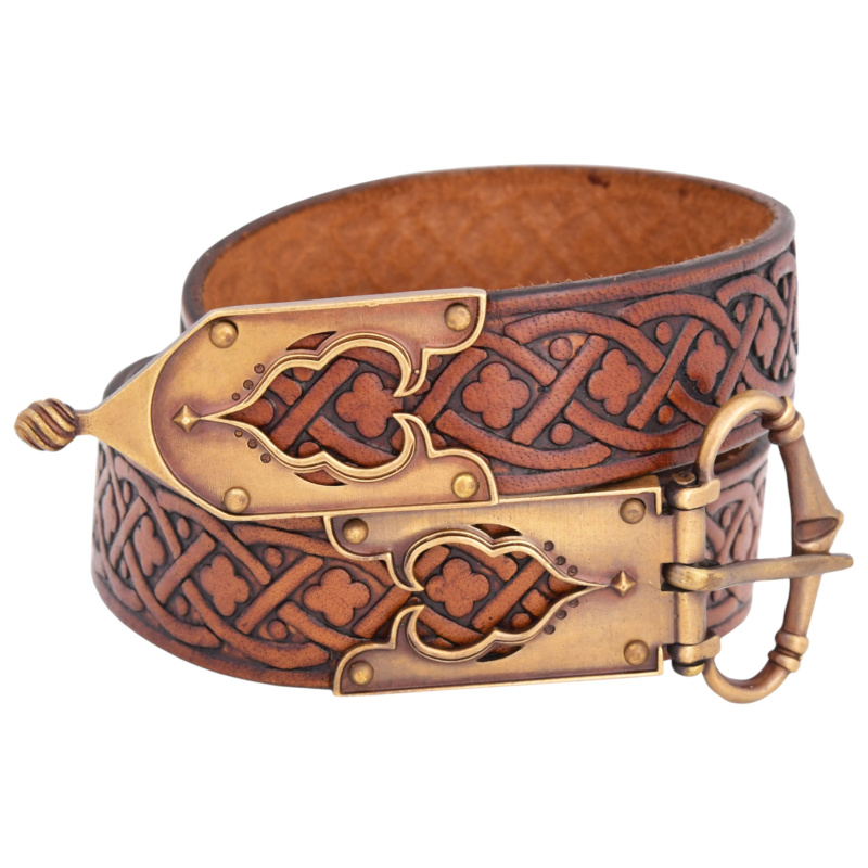 Mittelalter-Gürtel aus Leder mit Messingschnalle (13.–15. Jahrhundert) auf https://armatae.shop - Bild 1