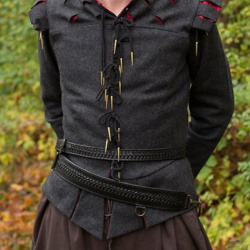 Geflochtener Schwertgürtel aus Vollnarbenleder Schwarz auf https://armatae.shop - Bild 1