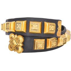 Mittelalterlicher Ritter-Gürtel „Helden des Schönen Brunnens“ – Leder mit Messingbeschlägen | S–L  - Bild 1