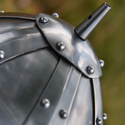 Spangenhelm mit Wangenklappen & Brünne – 2 mm Stahl | Schaukampftauglicher Baldenheim-Helm - Bild 3