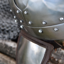 Spangenhelm mit Wangenklappen & Brünne – 2 mm Stahl | Schaukampftauglicher Baldenheim-Helm - Bild 5