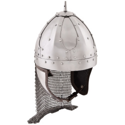 Spangenhelm mit Wangenklappen & Brünne – 2 mm Stahl | Schaukampftauglicher Baldenheim-Helm - Bild 1