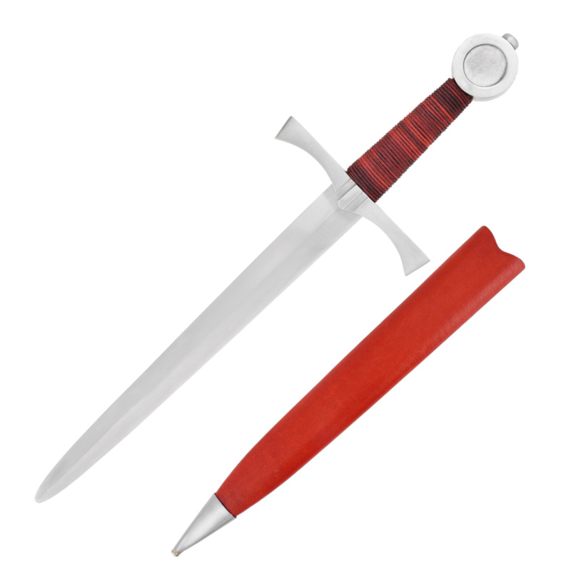 Scheibenknaufdolch für leichten Schaukampf SK-C mit Scheide aus Holz und Leder - Bild 1