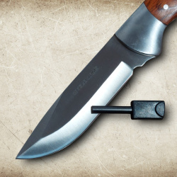 Outdoormesser Pakkawood mit Feuerstarter – 420er Edelstahl, 22 cm, inkl. Nylonetui - Bild 4