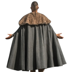 Wikinger Umhang Grau „Janne“ – Wollumhang mit Kunstfellkragen - Bild 1