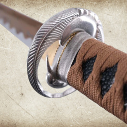 Katana S6064 – 1065 Kohlenstoffstahl mit Titanbeschichtung, Rochenleder Griff & Ständer - Bild 2