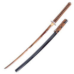 Katana S6064 – 1065 Kohlenstoffstahl mit Titanbeschichtung, Rochenleder Griff & Ständer - Bild 1