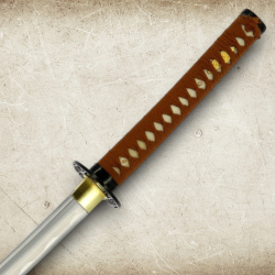 Handgeschmiedetes Katana Classic Wood – Gefalteter 1095 Kohlenstoffstahl mit Samekawa & Hartholz Saya - Bild 2