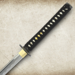 Handgeschmiedetes Katana Tan Sageo – 1095 Kohlenstoffstahl mit Samekawa & Hartholz Saya - Bild 3