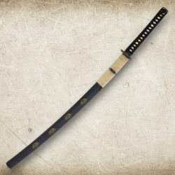 Handgeschmiedetes Katana Tan Sageo – 1095 Kohlenstoffstahl mit Samekawa & Hartholz Saya - Bild 2