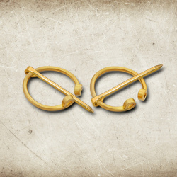 Paar kleine Fibeln aus massivem Messing mit abgerundeten Enden - Bild 5