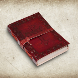 Geprägtes Leder Notizbuch mit Kreuz – Mittelalter Tagebuch mit 220 Seiten starken Papier