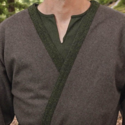 Haithabu Klappenrock aus 100 % recycelter Wolle – Jarl Kaftan mit Diamantköper-Borte - Bild 1