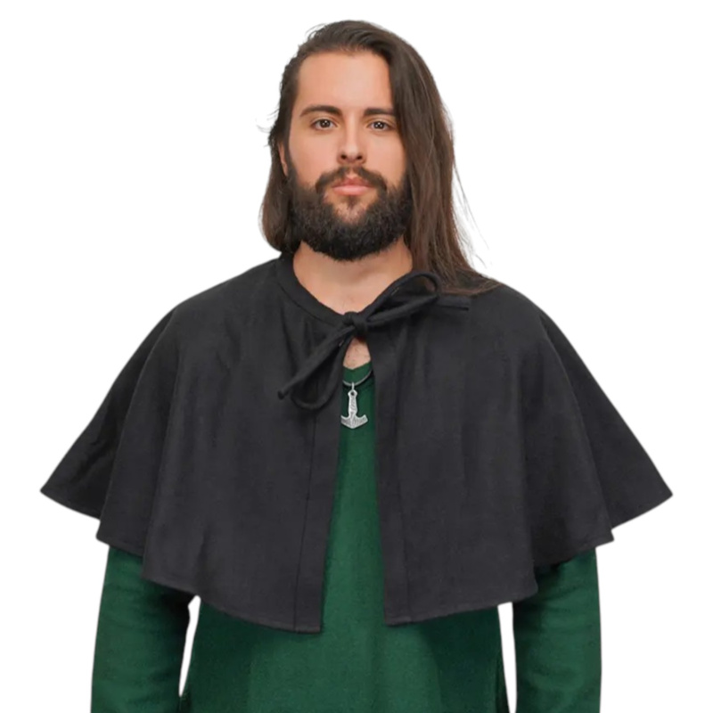 Mittelalterlicher Woll Schulterumhang – Kurzer Cape Mantel für LARP & Renaissance - Bild 1