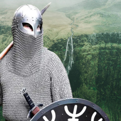 Handgefertigter Wikinger Brillenhelm mit Kettenbrünne – Stahlhelm mit Lederinlay - Bild 3