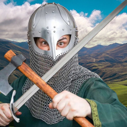 Handgefertigter Wikinger Brillenhelm mit Kettenbrünne – Stahlhelm mit Lederinlay - Bild 7