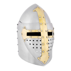 Topfhelm mit klappbarem Visier – Sugar Loaf Helm aus 1,6 mm Stahl, poliert - Bild 1